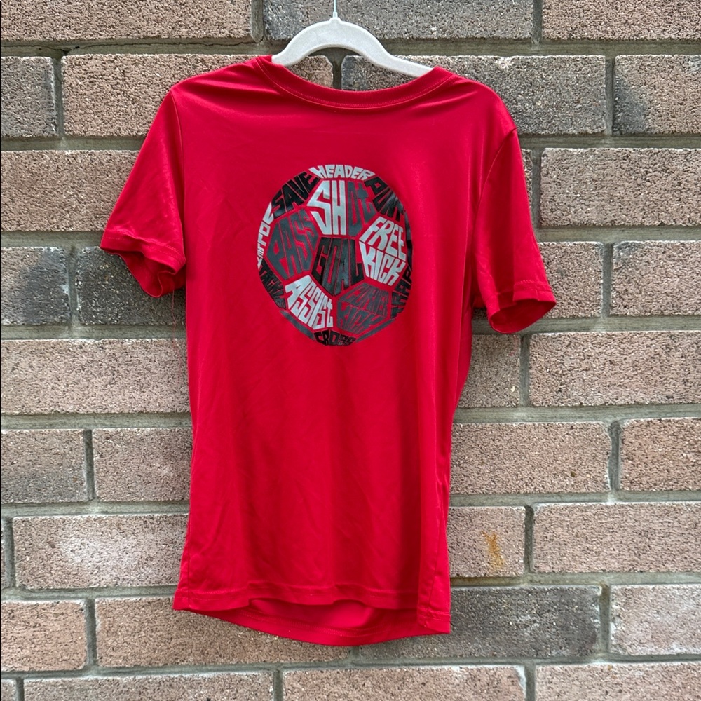 bcg Red Active Dri-fit Tee With Soccer Ball design Size Medium